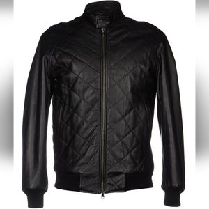 Grey Danielle Alessandrini Black Italian Slim Leather Jacket, size 38 - medium